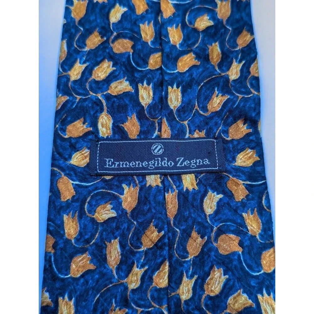 ERMENEGILDO ZEGNA Men's Silk‎ Necktie ITALY Luxury Geometric Pattern 3.75